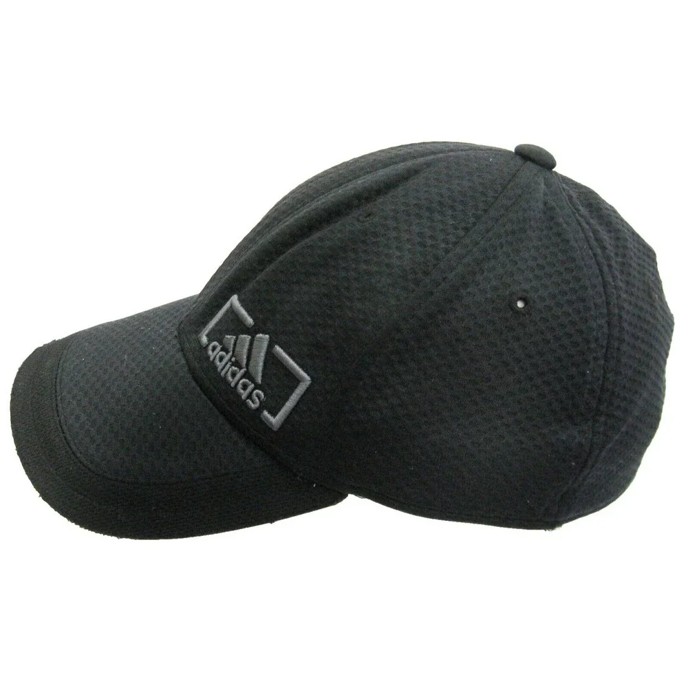 ADIDAS Men's Black Baseball Cap Hat (Adult Stretch Small-Medium) Sports Fitness